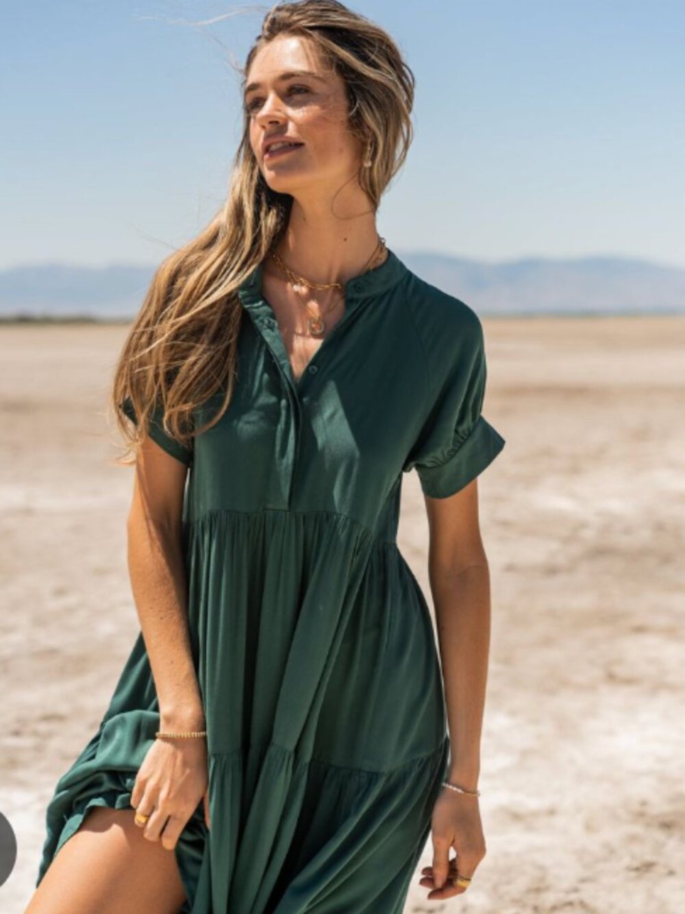 Boheme Amanda Tiered Dress - Emerald - MD